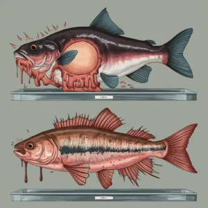 Ulcers Bacterial infections frequently cause ulcers or open sores on the body of fish.
